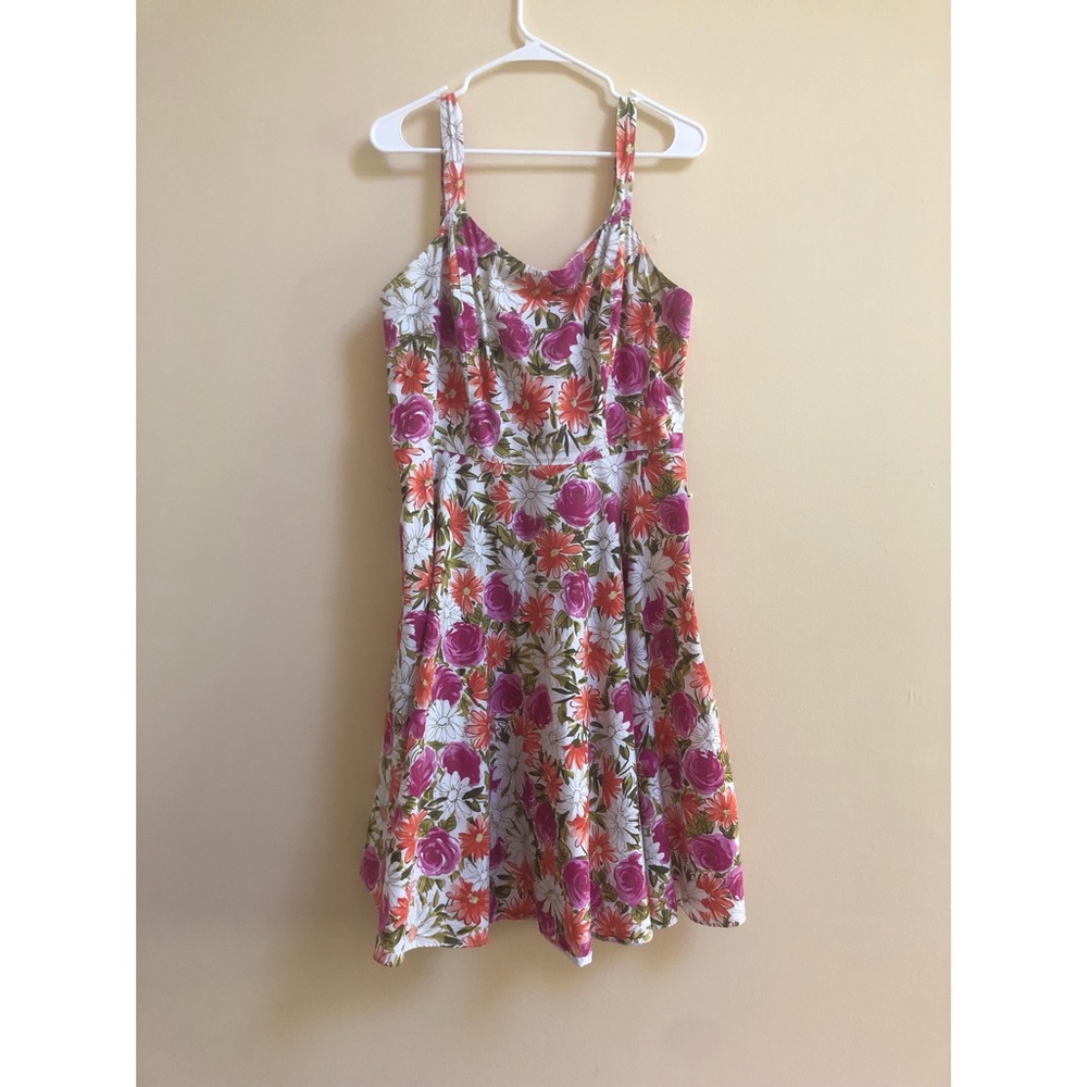 💕🍑 Dress Barn yellow and orange floral dress 16